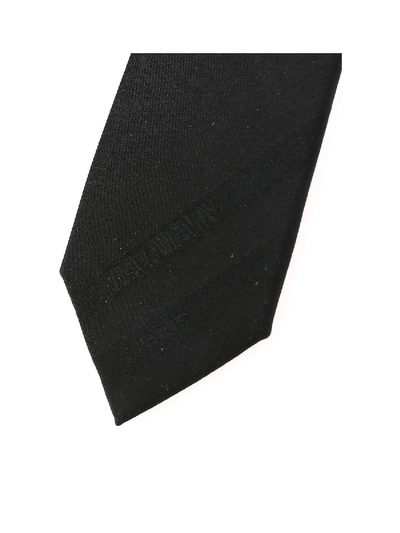 Shop Balmain Black Silk Tie With Logo