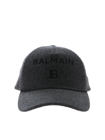 Shop Balmain Logo In Grey