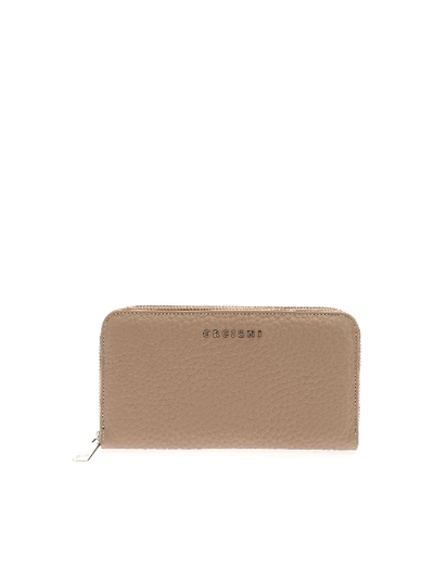 Shop Orciani Nude Color Wallet With Logo In Beige