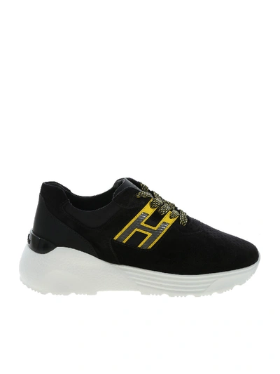 Shop Hogan H443 Sneakers In Black And Yellow