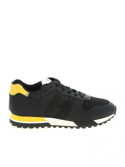 Shop Hogan H383 Sneakers In Black And Yellow