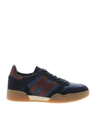 Shop Hogan H357 Sneakers In Blue And Burgundy