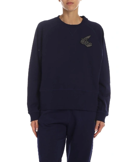 Shop Vivienne Westwood Anglomania Blue Sweatshirt With Orb Logo Patch