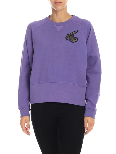 Shop Vivienne Westwood Anglomania Purple Sweatshirt With Orb Logo Patch