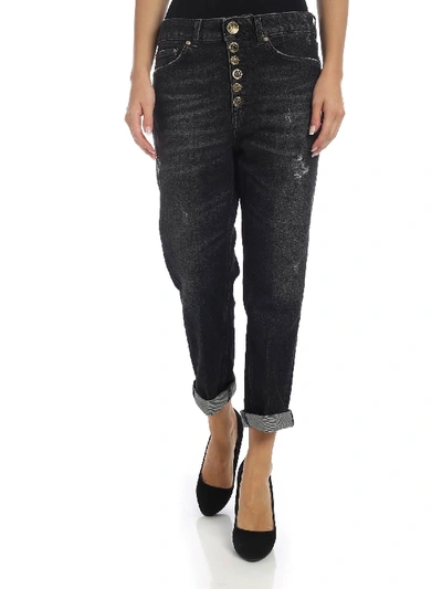 Shop Dondup Koons Jeans Black Faded Effect In Grey