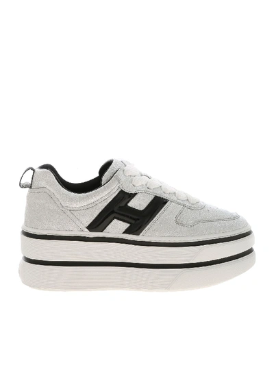 Hogan H449 Sneakers In Silver Color In Black,silver | ModeSens