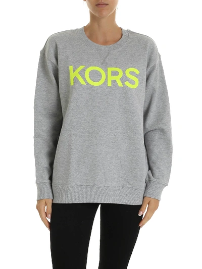 Shop Michael Kors Neon Print Oversize Sweatshirt In Melange Gray In Grey