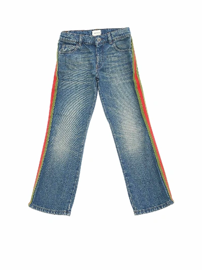 Shop Gucci Jeans In Light Blue With Side Web