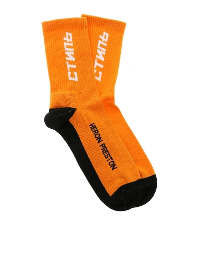 Shop Heron Preston Ctnmb Socks In Black And Orange