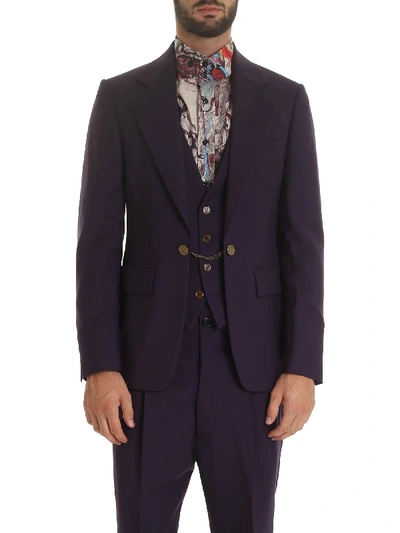 Shop Vivienne Westwood Purple Jacket With Vest Detail