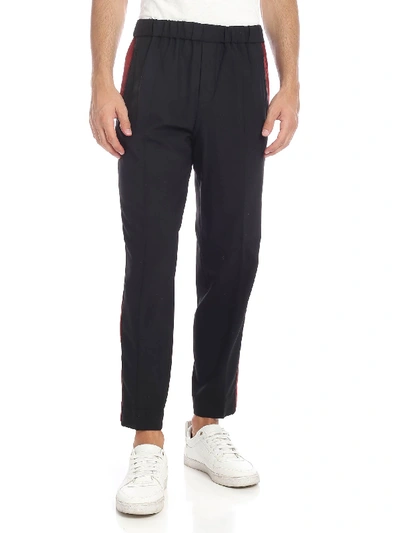 Shop Kenzo Cropped Sideband Trousers In Black