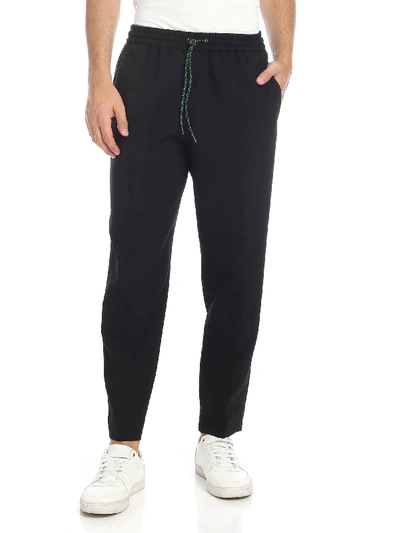 Shop Kenzo Drawstring Tapered Cropped Trousers In Black