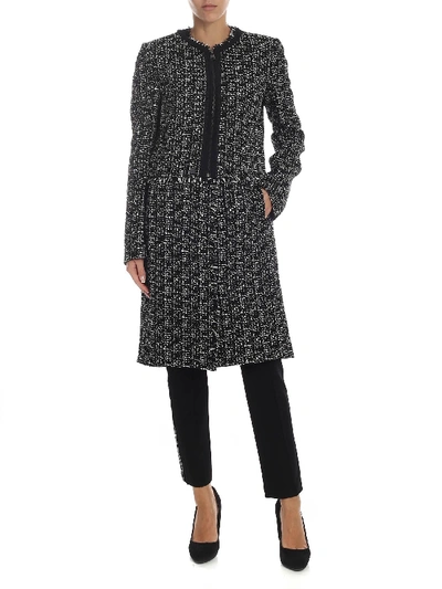 Shop Karl Lagerfeld Overcoat In Textured Knitted Fabric In Black