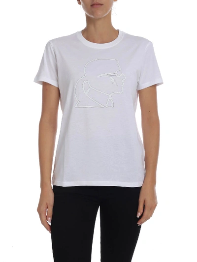 Shop Karl Lagerfeld Karl Lightning Bolt T-shirt In White