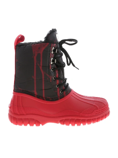 Shop Gcds Red Ankle Boots With Black Leg