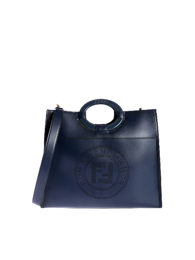 Shop Fendi Runaway Shopper Medium Bag In Blue