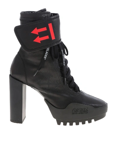 Shop Off-white Heeled Moto Boots In Black