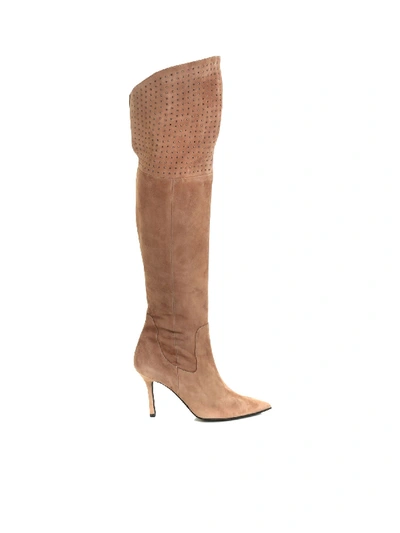 Shop Marc Ellis Boots In Beige With Studded Detail