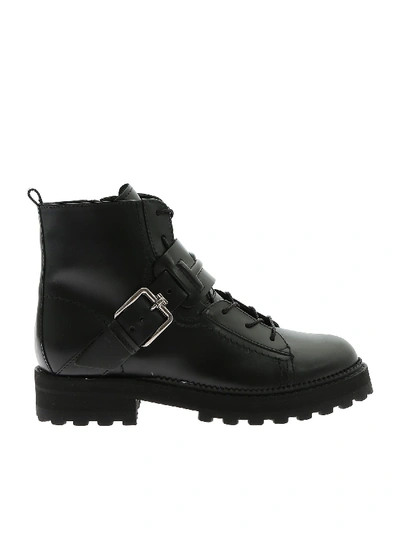 Shop Tod's Ankle Boots In Black Leather With Double T Logo