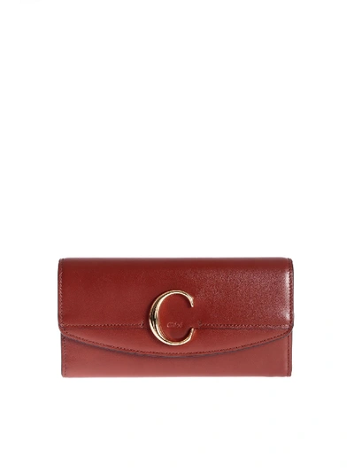 Shop Chloé Chloe C Wallet In Sepia Brown