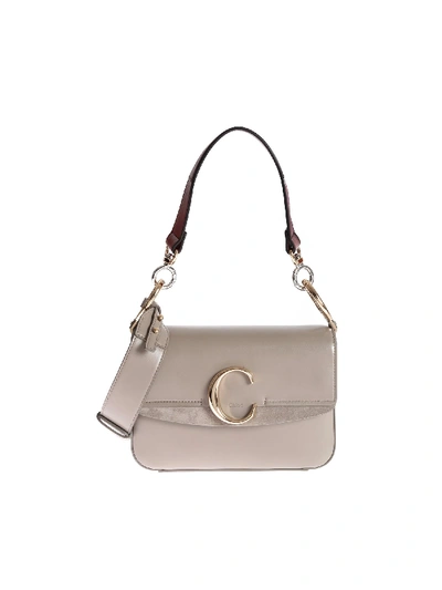 Chloé - C-Logo Motty Gray Leather Small Shoulder Bag