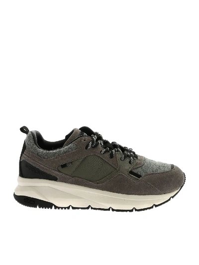 Shop Woolrich Grey Sneakers With Felt Details