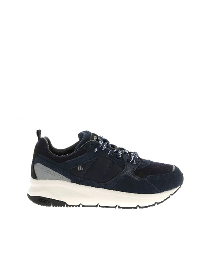 Shop Woolrich Blue Sneakers With Felt Details