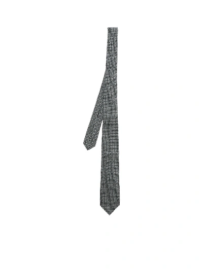 Shop Kiton Black Tie With Floral Micro-pattern