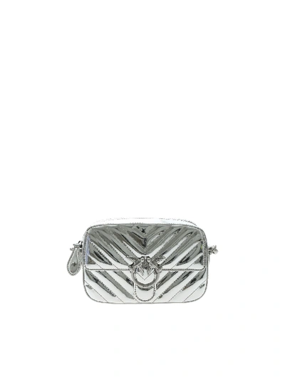 Shop Pinko Love Camera Case Bag In Silver