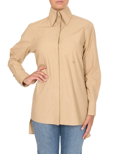 Shop Fendi Beige Cotton Shirt With High Collar
