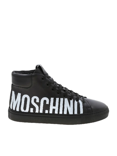 Shop Moschino Sneakers In Black With Logo Print