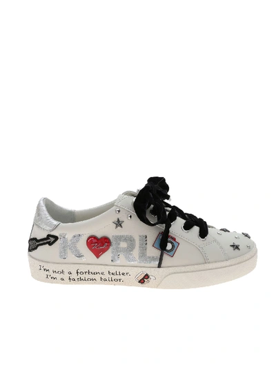 Shop Karl Lagerfeld Skool Jewel Badge Sneakers In White