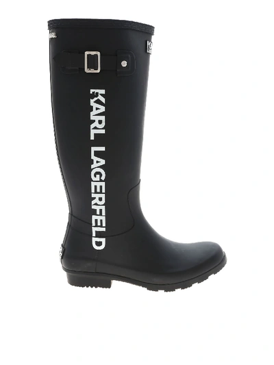 Shop Karl Lagerfeld Kalosh Boots In Black