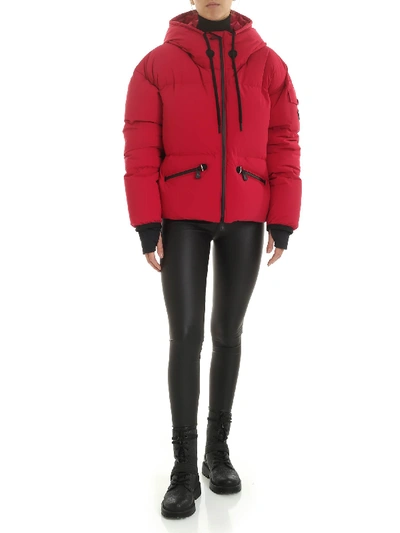 Shop Moncler Airy Down Jacket In Magenta Color In Red