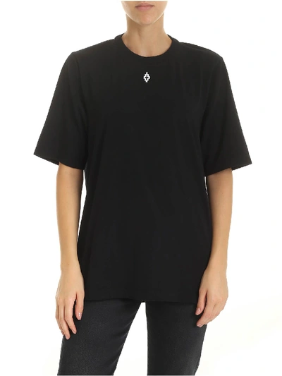 Shop Marcelo Burlon County Of Milan T-shirt With Logo Embroidery In Black