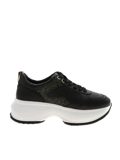 Shop Hogan Maxi I Active Sneakers In Black And Gold