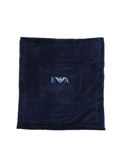 Shop Emporio Armani Blue Velvet Blanket