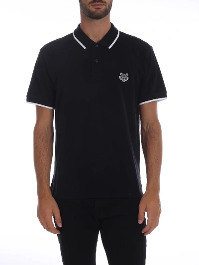 Shop Kenzo Tiger Crest Polo In Black