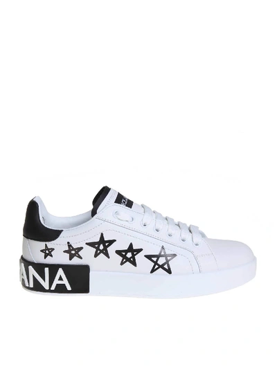 Shop Dolce & Gabbana Stars Printed Sneakers In White