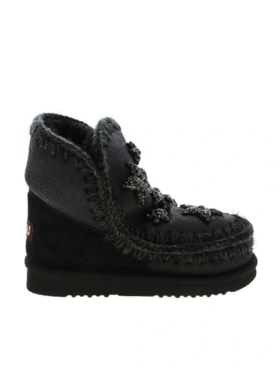Shop Mou Eskimo 18 Crystal Stars Sneakers In Black