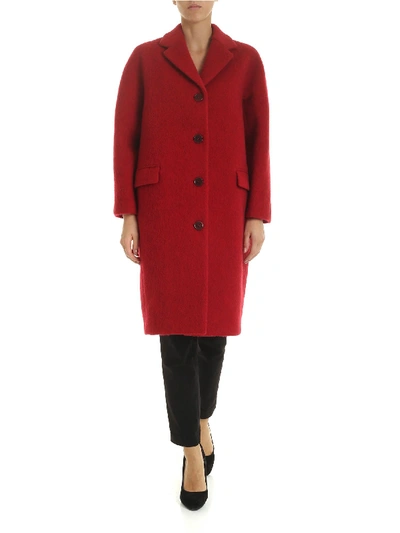 Shop Aspesi Red Virgin Wool Coat