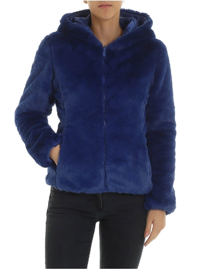 Shop Save The Duck Padded Eco-fur In Electric Blue