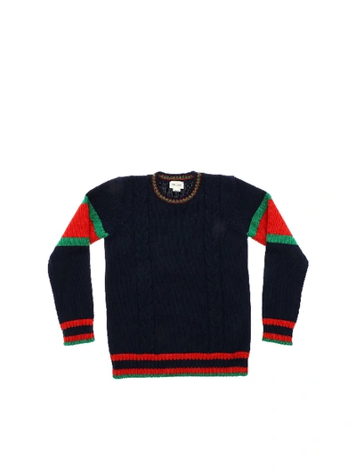 Shop Gucci Braided Pullover In Blue