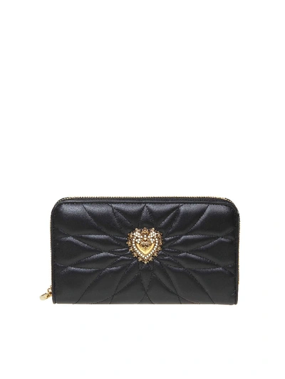 Shop Dolce & Gabbana Devotion Zip Around Wallet In Black