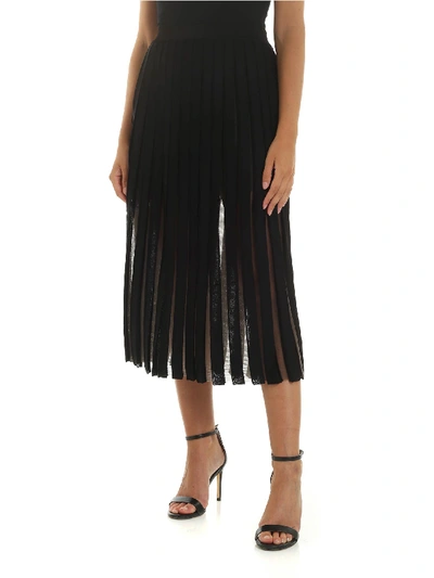 Shop Balmain Black And Transparent Pleated Skirt