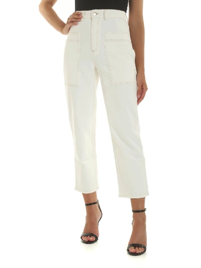 Shop Stella Mccartney Cream-colored Jeans With Contrast Stitching