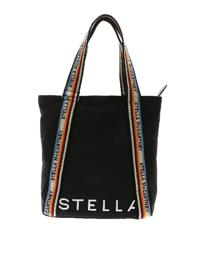 Shop Stella Mccartney Zip Tote Medium Bag In Black With Logo