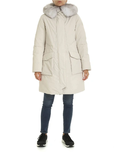 Shop Woolrich Military Parka Jacket In Ice Color In White