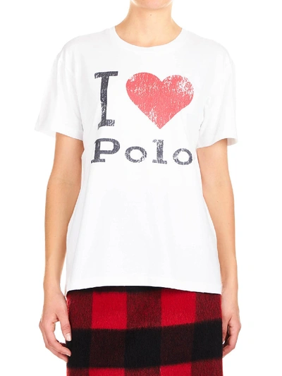Shop Polo Ralph Lauren I Love Polo Print T-shirt In White