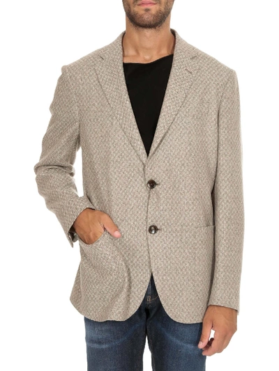 Shop Etro Geometric Weave Jacket In Beige